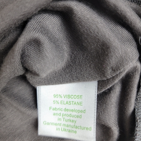 Garnet Hill Brownish/Gray Soft Jersey Knit Faux Wrap Sleeveless Dress Sz 12 - Picture 10 of 11